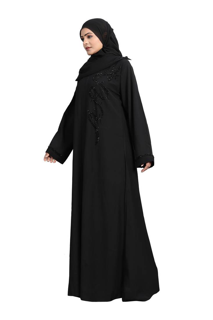 Khadija Fashion, Zig Zag Pattern Abaya|Burqa For Women And Girls, Glory Look, Black Colour, Pack Of 2