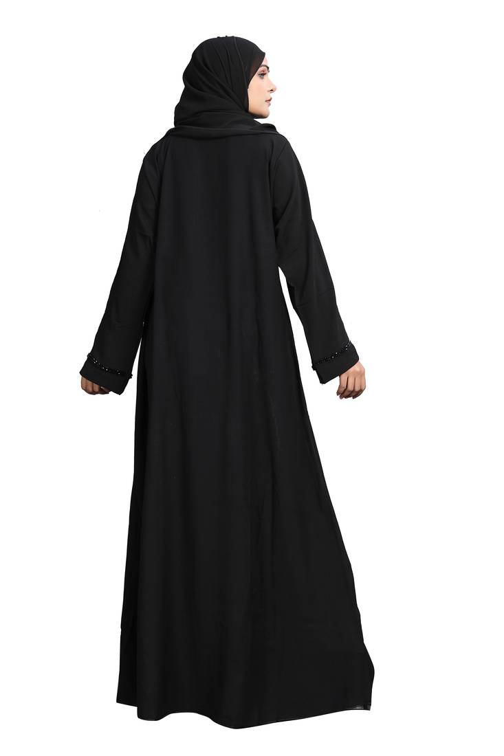 Khadija Fashion, Stylish Dubai Abaya|Burqa For Women And Girls, Leafly Flowers Work, Glory Look, Black Colour, Pack Of 2