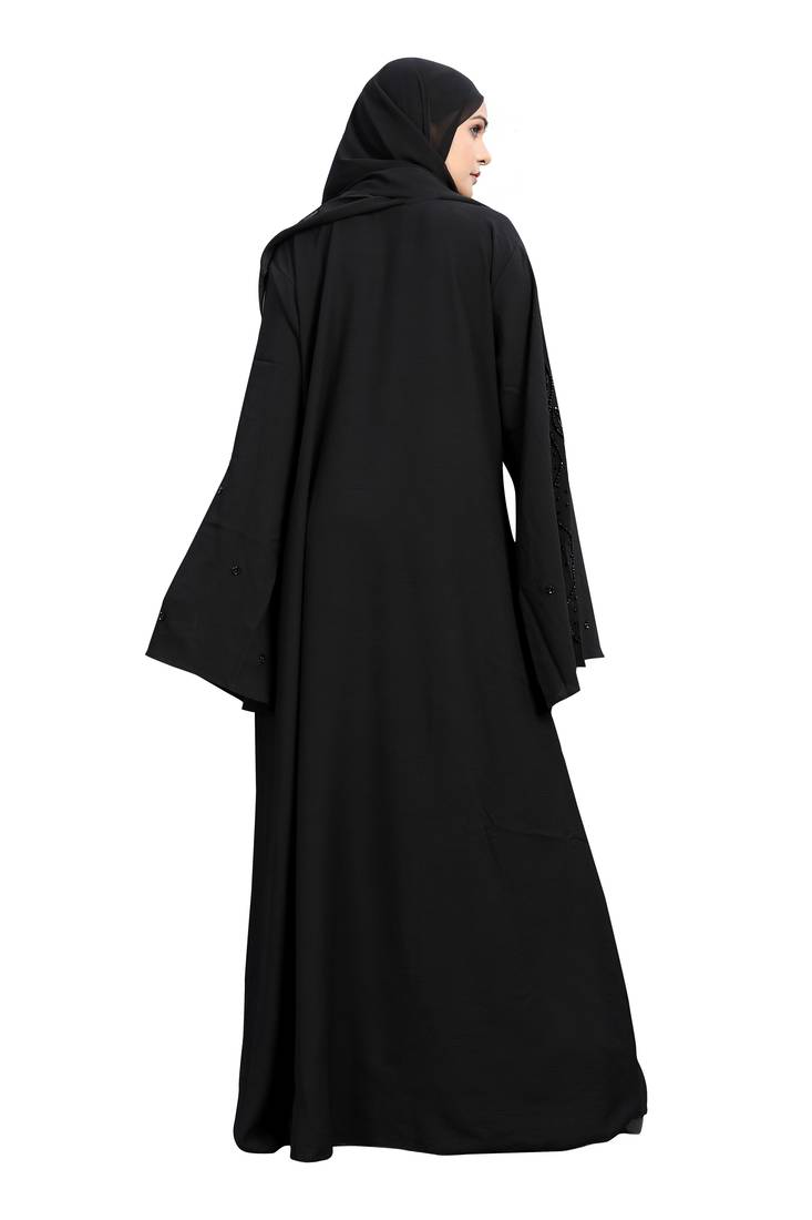 Khadija Fashion, Fancy Sleeces Handworked Abaya|Burqa,  Fashionable Look, Casual Wear, Black Color, Pack Of 2,