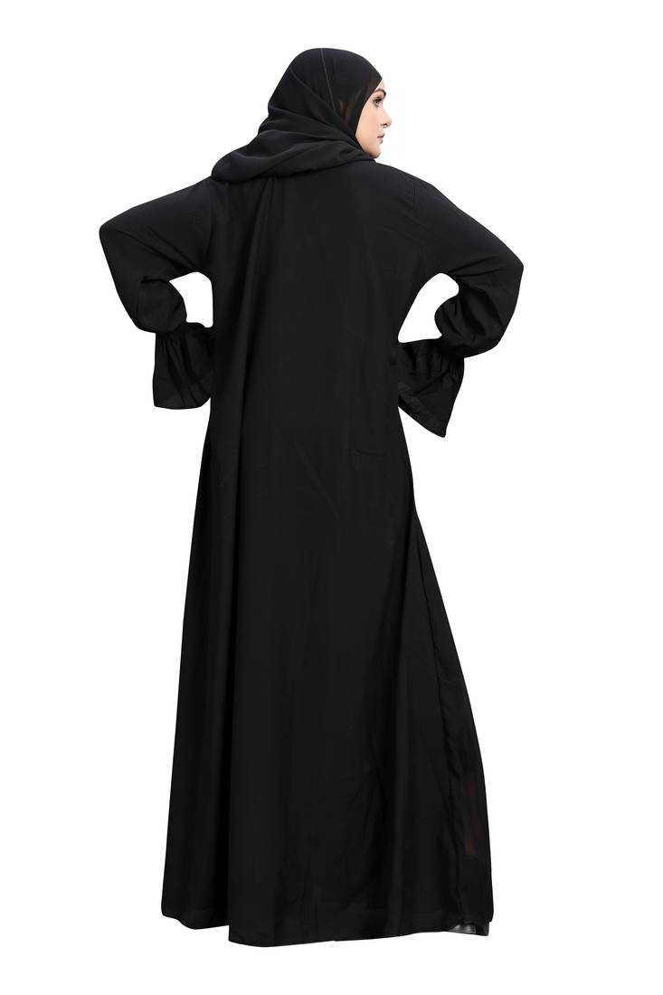 Khadija Fashion, Fancy And Lite Worked Design Abaya|Burqa For Women, Best Quality Coth Color - Black Pack Of 2