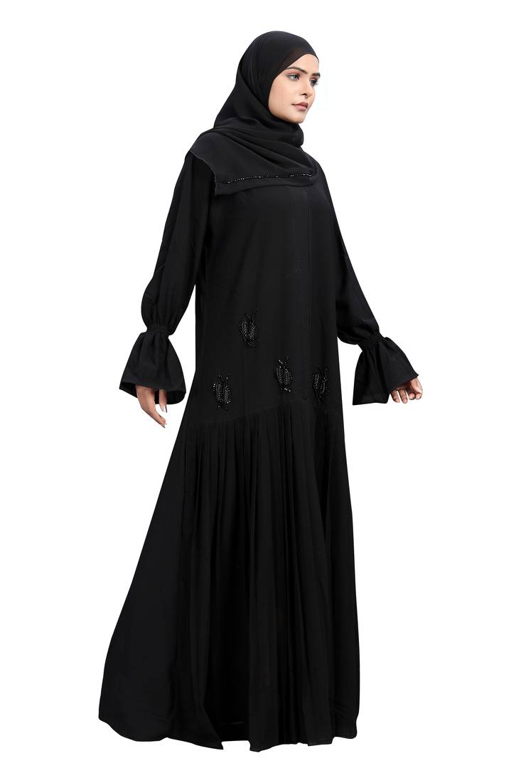 Khadija Fashion, Fancy And Lite Worked Design Abaya|Burqa For Women, Best Quality Coth Color - Black Pack Of 2