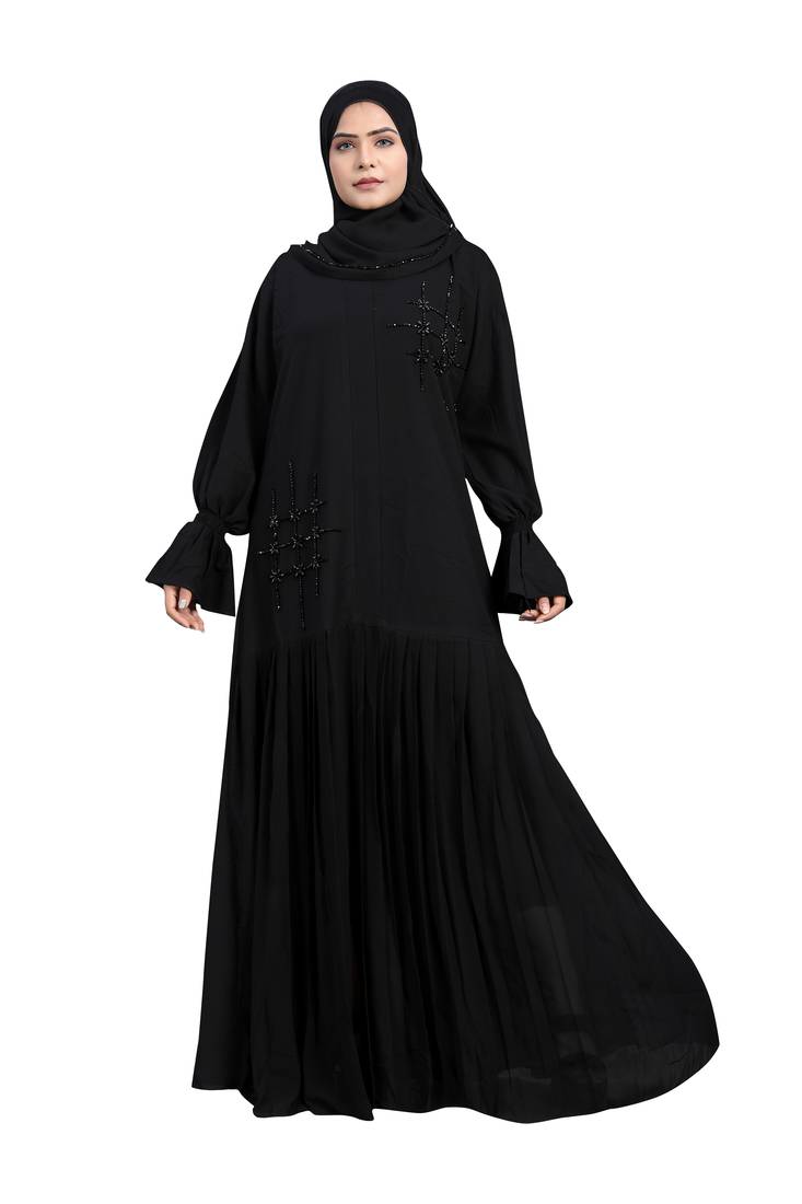Khadija Fashion, Fancy And Very Glory Look Abaya|Burqa For Girls, Color - Classic Black , Pack Of 2