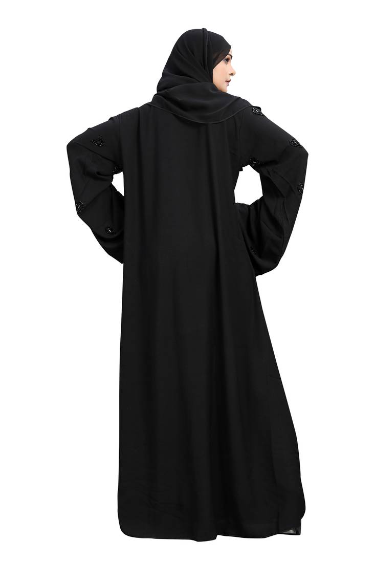 Khadija Fashion, Eye Shap Work Fancy Sleeves Abaya|Burkha,  Fashionable Look, Black Colour, Pack Of 2,