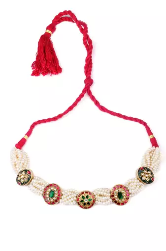 Sangeeta Boochra X Payal Singhal  Farah Silver Choker with Pearl Chain