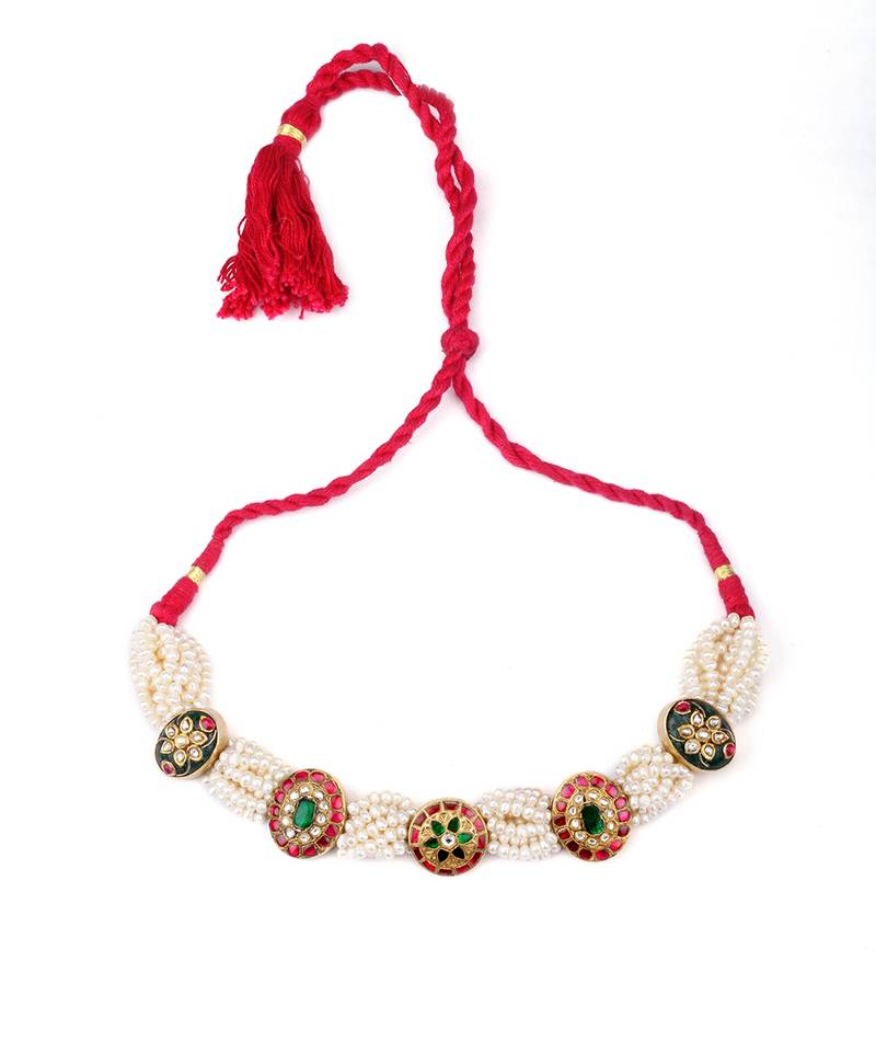 Sangeeta Boochra X Payal Singhal  Farah Silver Choker with Pearl Chain