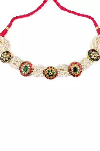 Sangeeta Boochra X Payal Singhal  Farah Silver Choker with Pearl Chain