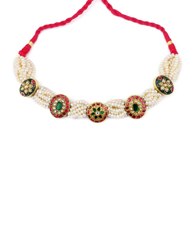 Sangeeta Boochra X Payal Singhal  Farah Silver Choker with Pearl Chain