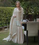 Fawn Kashmiri Tilla Embroidered Gharara Set