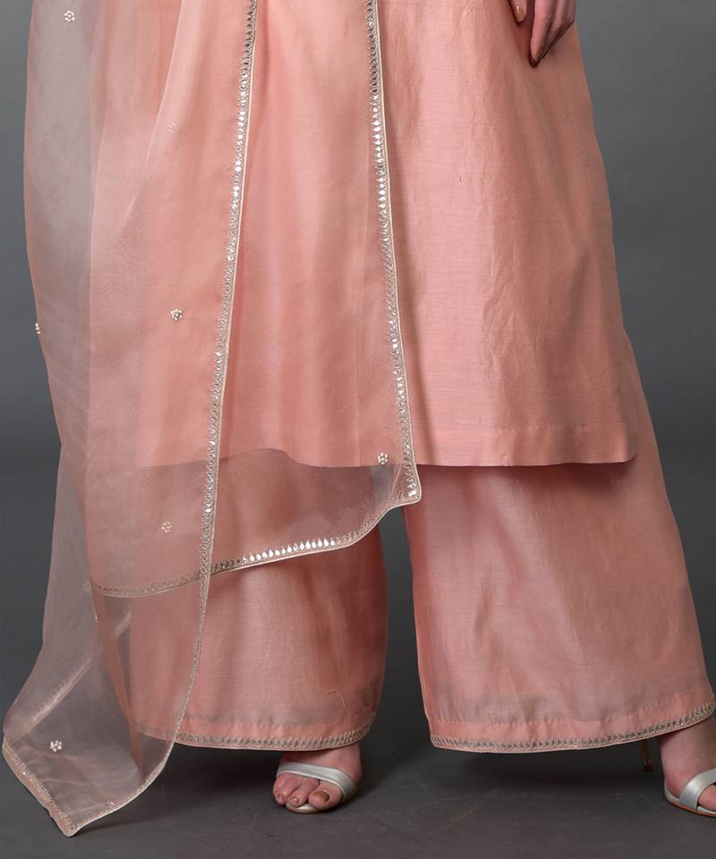 Pressed Rose Zardozi Gota Patti & Pearl Beads Farshi Suit