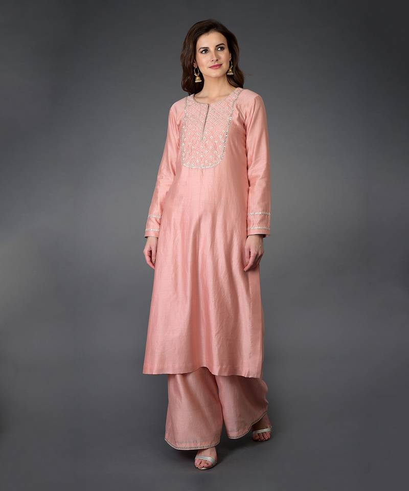 Pressed Rose Zardozi Gota Patti & Pearl Beads Farshi Suit