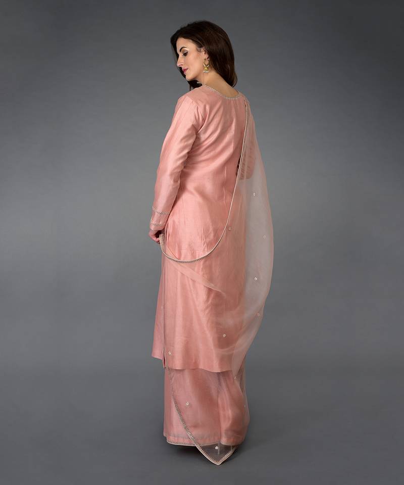 Pressed Rose Zardozi Gota Patti & Pearl Beads Farshi Suit