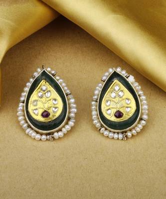 Sangeeta Boochra X Payal Singhal  Mehreen Silver Earring with Green Onyx Stone 1