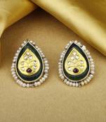 Sangeeta Boochra X Payal Singhal  Mehreen Silver Earring with Green Onyx Stone