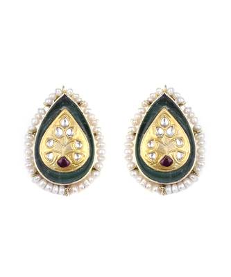 Sangeeta Boochra X Payal Singhal  Mehreen Silver Earring with Green Onyx Stone 2