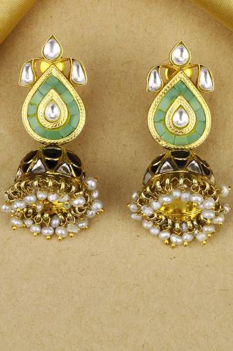 Sangeeta Boochra X Payal Singhal  Hasina Silver Earring with Kundan Work