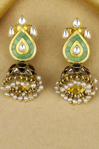 Sangeeta Boochra X Payal Singhal  Hasina Silver Earring with Kundan Work