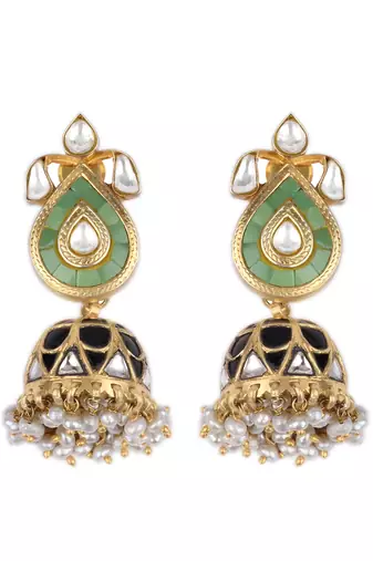 Sangeeta Boochra X Payal Singhal  Hasina Silver Earring with Kundan Work