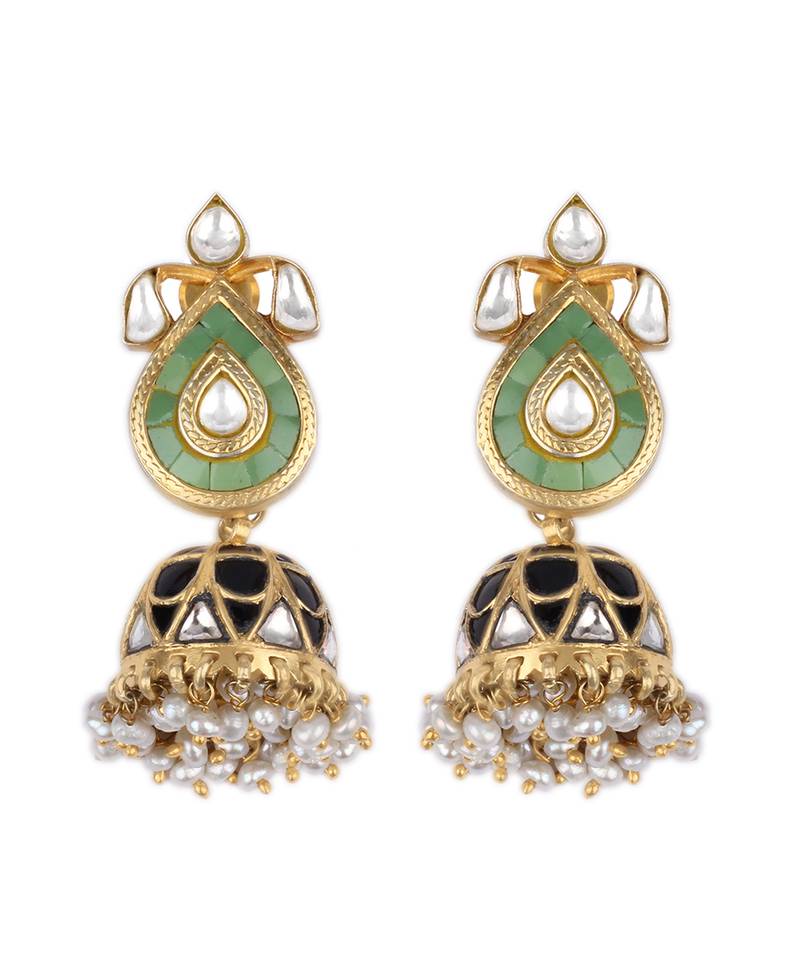 Sangeeta Boochra X Payal Singhal  Hasina Silver Earring with Kundan Work