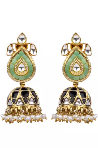 Sangeeta Boochra X Payal Singhal  Hasina Silver Earring with Kundan Work