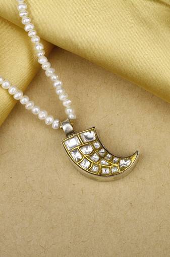 Sangeeta Boochra X Payal Singhal  Gul Silver Pendant with Pearl Chain