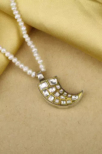 Sangeeta Boochra X Payal Singhal  Gul Silver Pendant with Pearl Chain