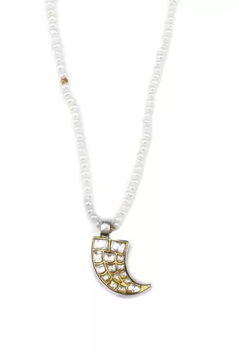 Sangeeta Boochra X Payal Singhal  Gul Silver Pendant with Pearl Chain