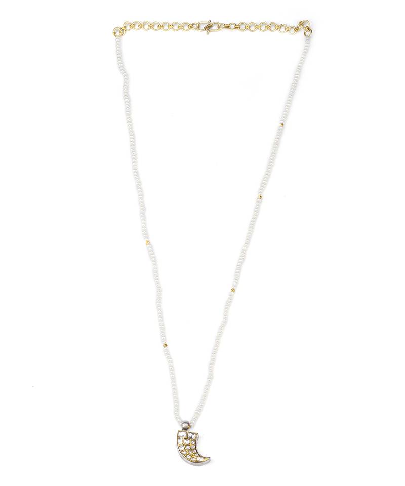 Sangeeta Boochra X Payal Singhal  Gul Silver Pendant with Pearl Chain