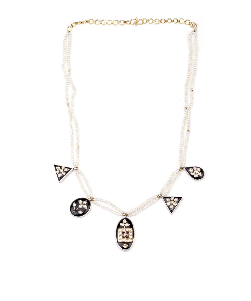 Sangeeta Boochra X Payal Singhal  Alizeh Silver Necklace with Pearl  Chain