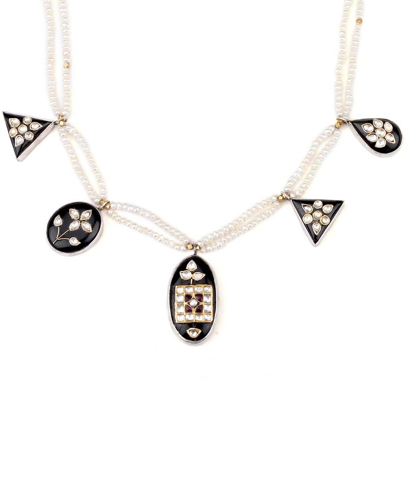 Sangeeta Boochra X Payal Singhal  Alizeh Silver Necklace with Pearl  Chain