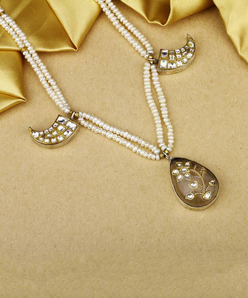 Sangeeta Boochra X Payal Singhal  Amira Silver Necklace with Pearl  Chain
