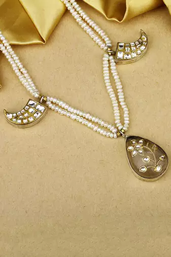 Sangeeta Boochra X Payal Singhal  Amira Silver Necklace with Pearl  Chain