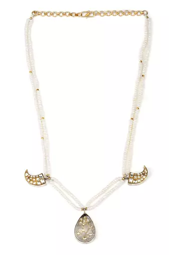 Sangeeta Boochra X Payal Singhal  Amira Silver Necklace with Pearl  Chain