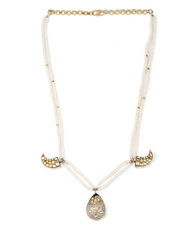 Sangeeta Boochra X Payal Singhal  Amira Silver Necklace with Pearl  Chain