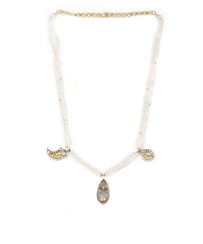 Sangeeta Boochra X Payal Singhal  Mia Silver Necklace with Pearl  Chain