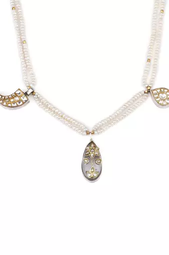 Sangeeta Boochra X Payal Singhal  Mia Silver Necklace with Pearl  Chain