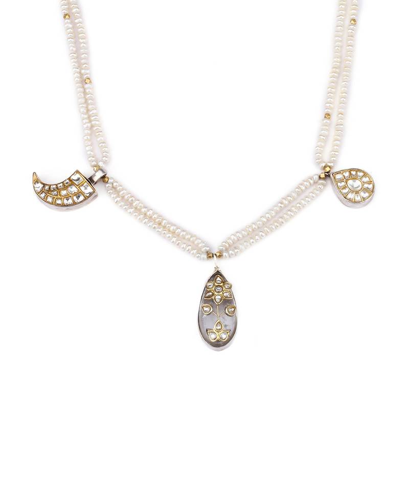 Sangeeta Boochra X Payal Singhal  Mia Silver Necklace with Pearl  Chain