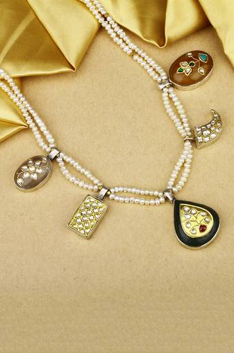 Sangeeta Boochra X Payal Singhal  Nagma Silver Necklace with Multiple Gemstones