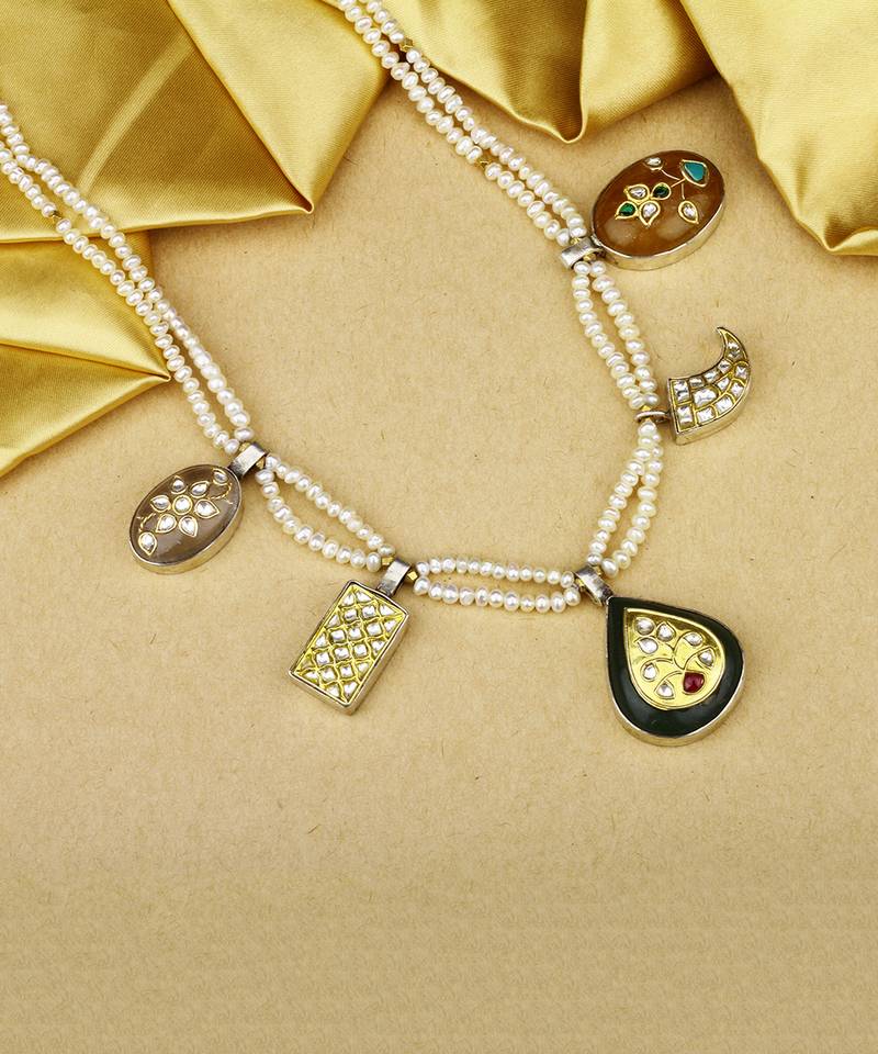 Sangeeta Boochra X Payal Singhal  Nagma Silver Necklace with Multiple Gemstones