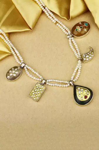Sangeeta Boochra X Payal Singhal  Nagma Silver Necklace with Multiple Gemstones