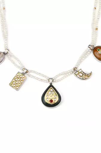 Sangeeta Boochra X Payal Singhal  Nagma Silver Necklace with Multiple Gemstones