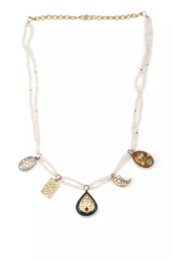 Sangeeta Boochra X Payal Singhal  Nagma Silver Necklace with Multiple Gemstones