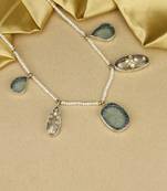 Sangeeta Boochra X Payal Singhal  Heer Silver Necklace with Multiple Gemstones and Pearl Chain