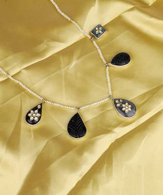 Sangeeta Boochra X Payal Singhal  Ira Silver Necklace with Multiple Stones and Pearl Chain 1