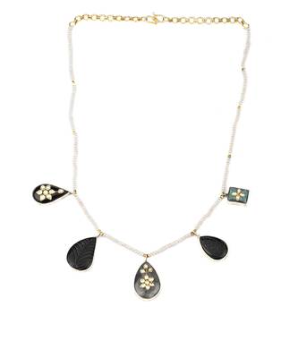 Sangeeta Boochra X Payal Singhal  Ira Silver Necklace with Multiple Stones and Pearl Chain 2