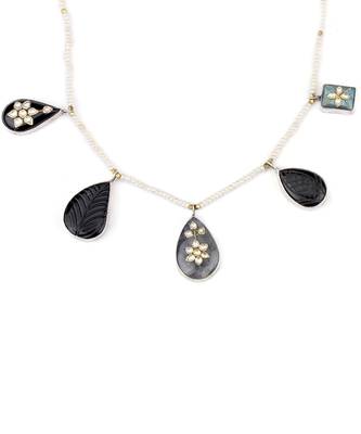 Sangeeta Boochra X Payal Singhal  Ira Silver Necklace with Multiple Stones and Pearl Chain 3