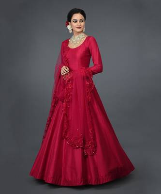Anarkali Gown With Floral Resham Sequin And Beads Embroidery 1
