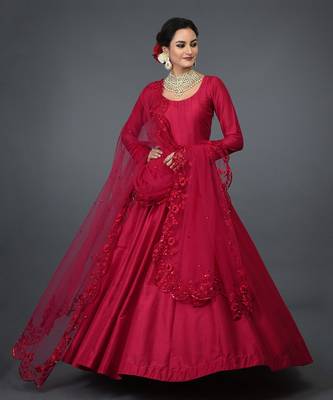 Anarkali Gown With Floral Resham Sequin And Beads Embroidery 2