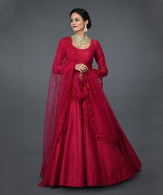 Anarkali Gown With Floral Resham Sequin And Beads Embroidery 4