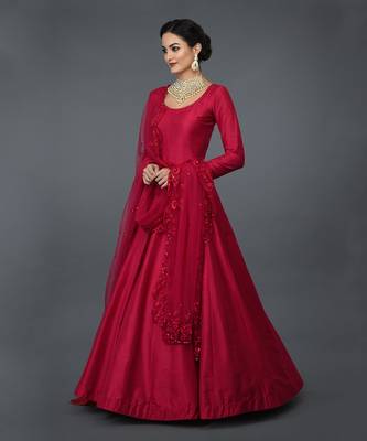 Anarkali Gown With Floral Resham Sequin And Beads Embroidery 6