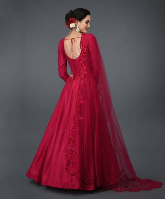 Anarkali Gown With Floral Resham Sequin And Beads Embroidery 7